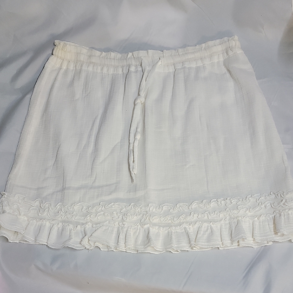 J. Crew White Ruffled Skater Skirt